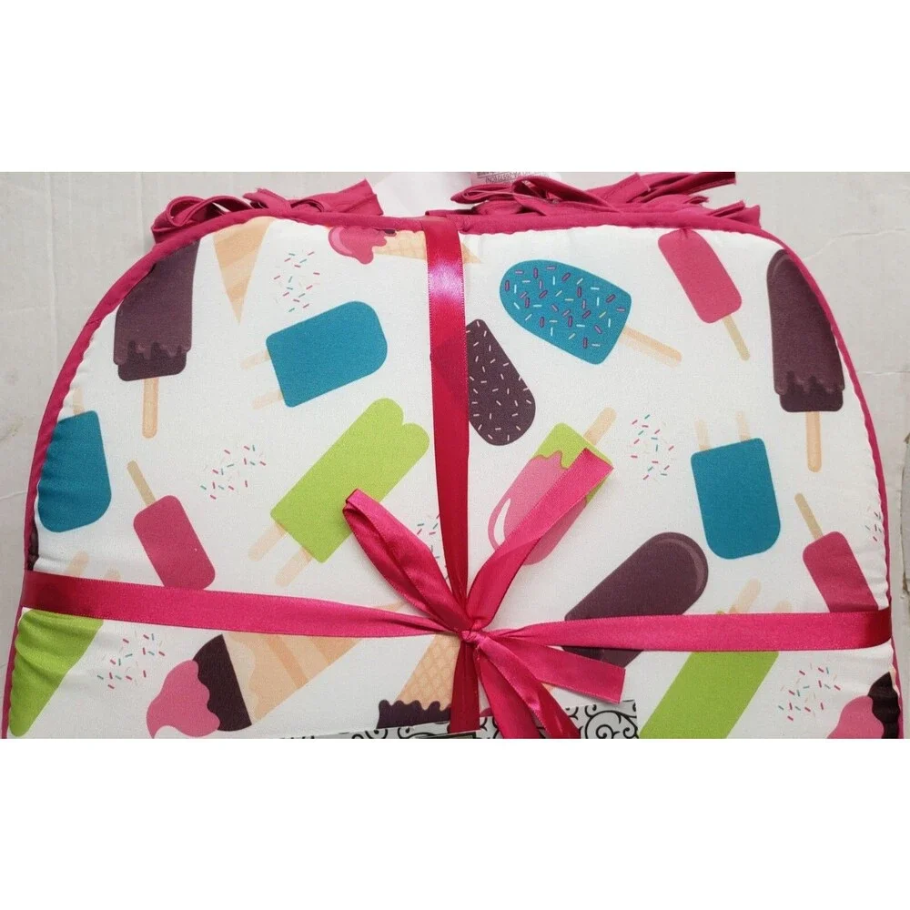 Set of 2 SAME CHAIR PADS CUSHIONS w/pink ties,15